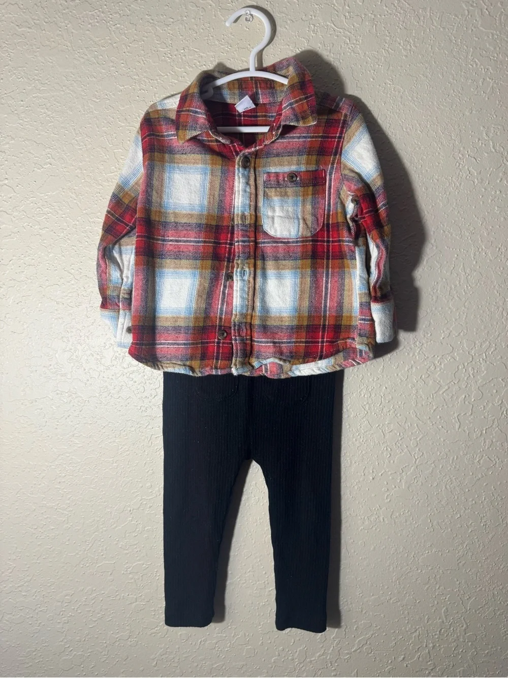 Old Navy Baby 18-24M Fall Plaid Shirt & Leggings 4 Piece Bundle